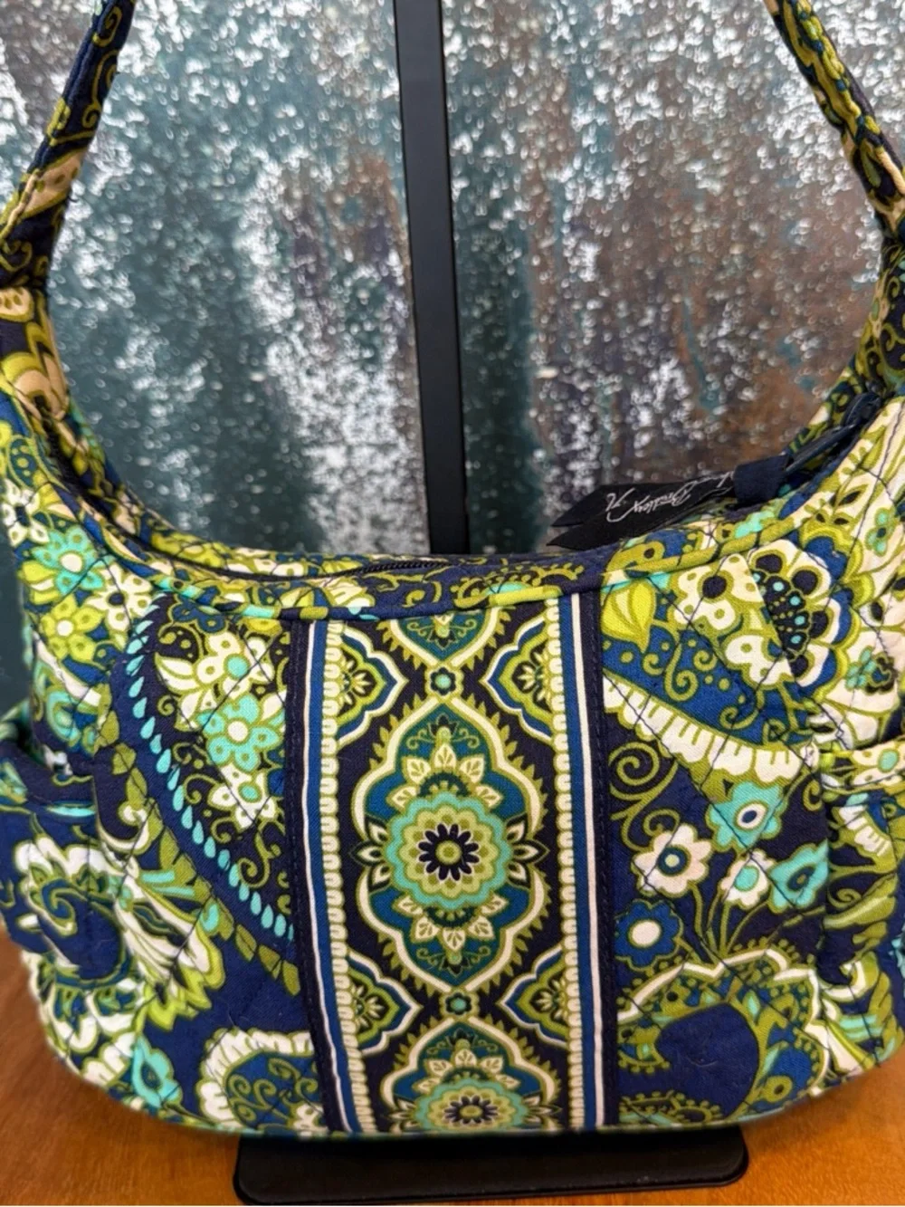 Vera Bradley Boho 2010s Retired Floral Shoulder Bag Blue/Green VGUC